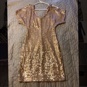 Blush Pink/Rose Gold Sequin Cocktail Dress